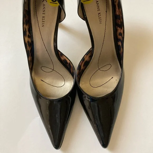 Anne Klein heels patent leather black shoe pointed toe black stiletto heels - Picture 4 of 7